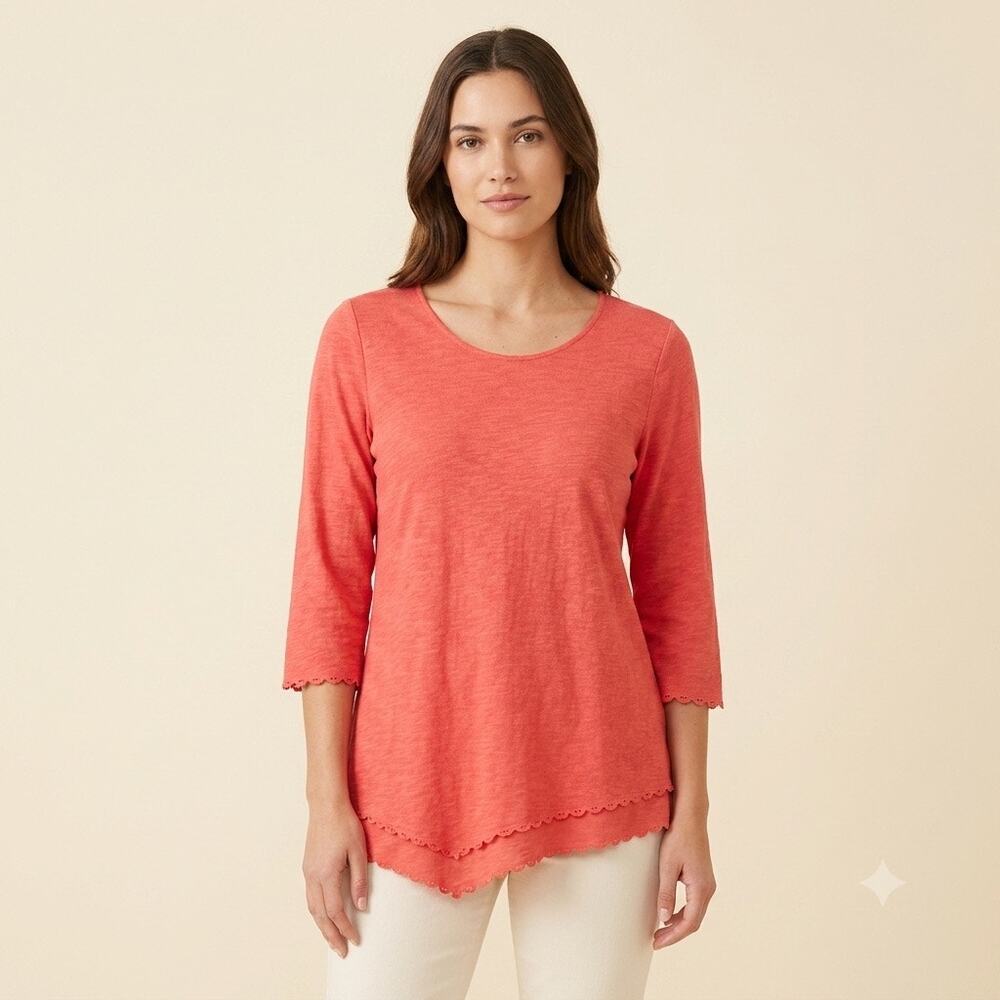 093-Soft Surroundings Cotton Blouse size M  / PTP 22”